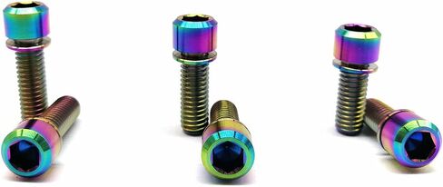 RISON Titanium M6 x 16mm Bicycle Screws Allen Hex Socket Head Bike Bolts Rainbow Bolts with Washer 5PCS in Saudi Arabia