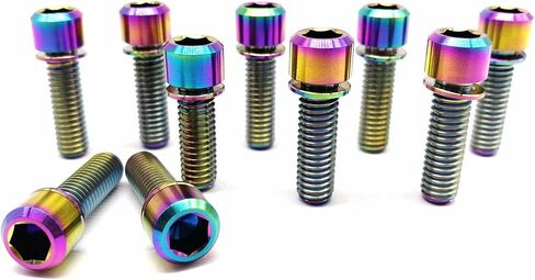 RISON Titanium M6 x 16mm Bicycle Screws Allen Hex Socket Head Bike Bolts Rainbow Bolts with Washer 5PCS in Saudi Arabia