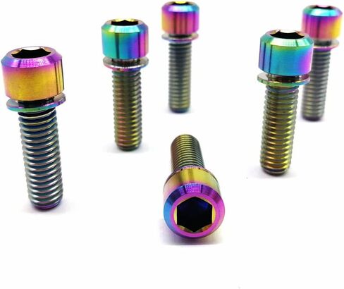 RISON Titanium M6 x 16mm Bicycle Screws Allen Hex Socket Head Bike Bolts Rainbow Bolts with Washer 5PCS in Saudi Arabia