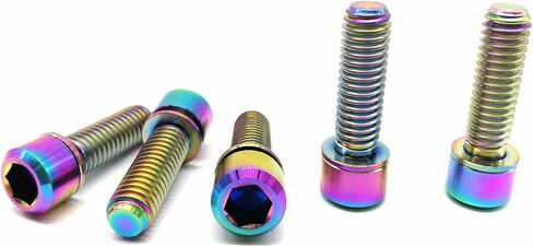 RISON Titanium M6 x 16mm Bicycle Screws Allen Hex Socket Head Bike Bolts Rainbow Bolts with Washer 5PCS in Saudi Arabia