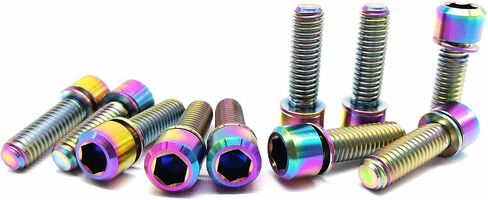 RISON Titanium M6 x 16mm Bicycle Screws Allen Hex Socket Head Bike Bolts Rainbow Bolts with Washer 5PCS in Saudi Arabia