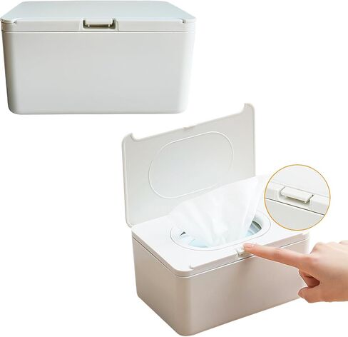 عبوتان من موزع مناديل مبللة للأطفال للحمام، الحجم (7.48 بوصة طول × 5.11 بوصة عرض * 3.93 بوصة ارتفاع)، صندوق حامل مناديل مبللة قابل للفتح بيد واحدة، صندوق مناديل أنيق لتنظيم حاوية تسجيل الأطفال in Kuwait