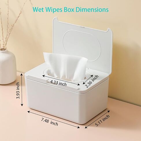 عبوتان من موزع مناديل مبللة للأطفال للحمام، الحجم (7.48 بوصة طول × 5.11 بوصة عرض * 3.93 بوصة ارتفاع)، صندوق حامل مناديل مبللة قابل للفتح بيد واحدة، صندوق مناديل أنيق لتنظيم حاوية تسجيل الأطفال in Kuwait