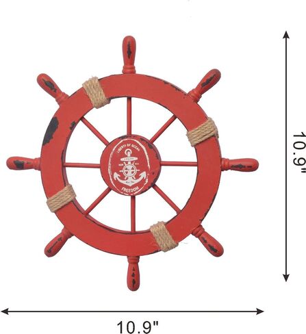زخرفة جدارية خشبية على شكل مرساة منارة بحرية، ديكور حائط على شكل قارب خشبي على الشاطئ، سفينة إبحار بحرية، ديكور عرض المنزل، حلقة حياة بحرية، ديكور جدار منزل الشاطئ in Kuwait