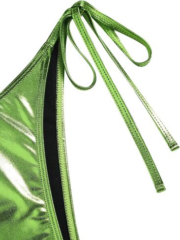 ZAFUL Women's Bandeau Bikini Strapless O Ring Metallic Tie Back High Cut Two Piece Swimsuit Bathing Suits in Saudi Arabia