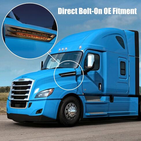 استبدال فتحة تهوية مدخل الهواء الجانبية من Cascadia مع مصابيح LED زوج يسار يمين لـ Freightliner Cascadia 2018+ (أزرق) in Kuwait