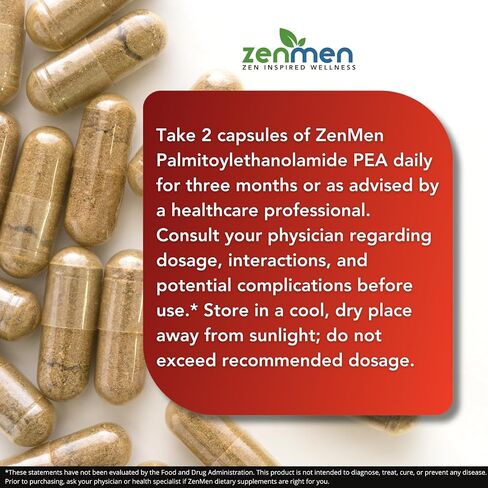 Palmitoylethanolamide (Pea) 600mg - Third Party Tested - with Luteolin, White Willow Bark, Magnesium - Supports Healthy Immune & Nervous Systems, Joints & Sciatic Nerve Relief - 60 Vegan Capsules in Saudi Arabia