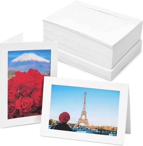 BEST PAPER GREETINGS 48 Pack Photo Frame Cards with Envelopes 4x6 - Paper Picture Frame for Photo Insert - Weddings, Graduations, Birthday, Anniversary (White) in Kuwait