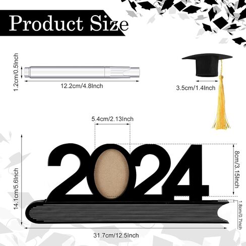 إطار صورة التخرج من Capoda 2024، إطار صورة خشبي للتخرج DIY مع قلم حبر أبيض وقبعة تخرج صغيرة لفئة التخرج من 2024 هدايا للفتيات والأولاد والابنة in Kuwait