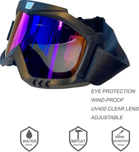 Black Dirt Bike Goggles, Windproof and Anti-Fog, TPU material, Elastic Strap, Sponge Padding, for Motorcycle ATV Dirt Bike Skiing Snowboarding in Saudi Arabia