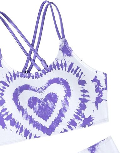 OYOANGLE Girl's 2 Piece Bikini Set Tie Dye Criss Cross Backless Scoop Neck Mid Rise Swimsuits in Saudi Arabia