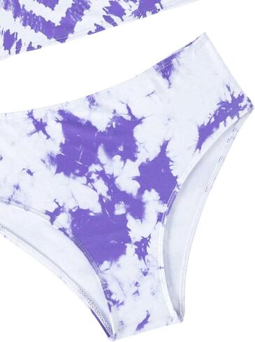 OYOANGLE Girl's 2 Piece Bikini Set Tie Dye Criss Cross Backless Scoop Neck Mid Rise Swimsuits in Saudi Arabia