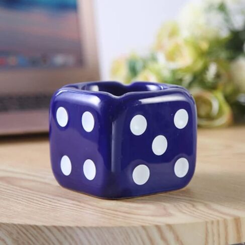 Ceramic Dice Ashtray for Home and Outdoor Use, Novelty Ashtrays for Cigarettes, Portable Cigarette Ash Catcher for Car and Table (White) in Saudi Arabia