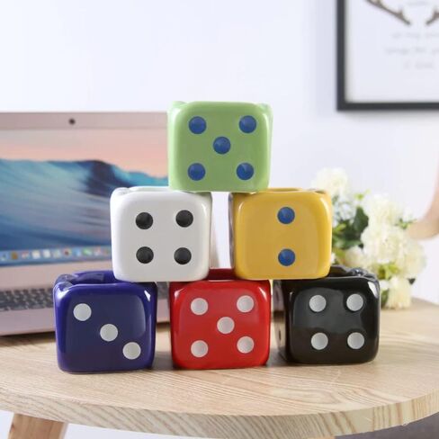 Ceramic Dice Ashtray for Home and Outdoor Use, Novelty Ashtrays for Cigarettes, Portable Cigarette Ash Catcher for Car and Table (White) in Saudi Arabia