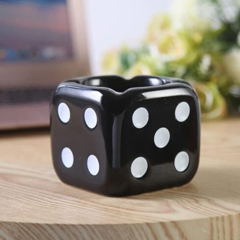 Ceramic Dice Ashtray for Home and Outdoor Use, Novelty Ashtrays for Cigarettes, Portable Cigarette Ash Catcher for Car and Table (White) in Saudi Arabia