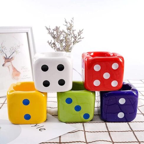 Ceramic Dice Ashtray for Home and Outdoor Use, Novelty Ashtrays for Cigarettes, Portable Cigarette Ash Catcher for Car and Table (White) in Saudi Arabia