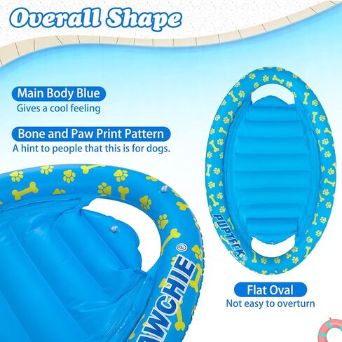 سرير قابل للنفخ للكلاب من PUPTECK - سرير قابل للحمل لصيف الحيوانات الأليفة على شكل صف عائم للسباحة في البحيرة وتبريد الألعاب المائية في الهواء الطلق in Kuwait