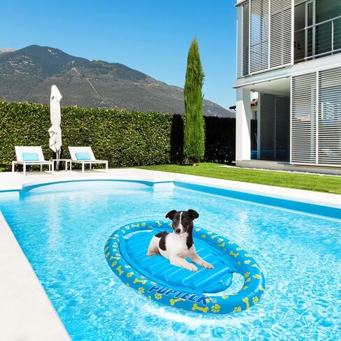 سرير قابل للنفخ للكلاب من PUPTECK - سرير قابل للحمل لصيف الحيوانات الأليفة على شكل صف عائم للسباحة في البحيرة وتبريد الألعاب المائية في الهواء الطلق in Kuwait