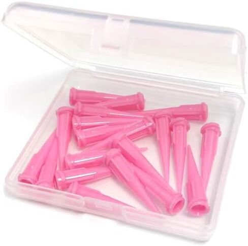 𝟮𝟱 𝗚𝗮𝘂𝗴𝗲 1.24 Inch Blunt Plastic Tapered Tip Dispensing Fill Needle,Precision Filling (Red,20 Pcs) in Kuwait