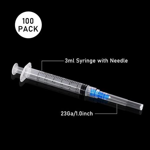 3ml Disposable Syringe with 23Ga 1Inch Needle, Individual Package-Pack of 100(3ml-23G-100pcs) in Saudi Arabia