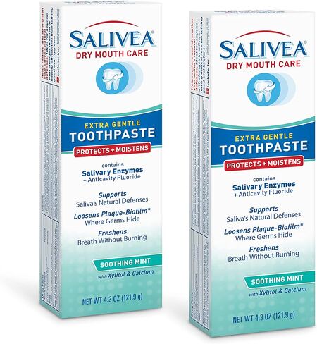 SALIVEA Dry Mouth Toothpaste - Soothing Mint Toothpaste with Natural Salivary Enzymes - Gentle Toothpaste to Aid Dry Mouth Care - Natural, Paraben Free Dry Mouth Toothpaste - Mint Flavor (4.3 oz Tube) in Saudi Arabia