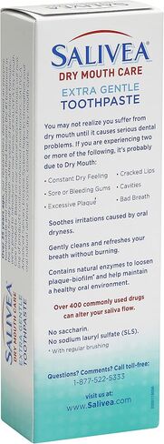 SALIVEA Dry Mouth Toothpaste - Soothing Mint Toothpaste with Natural Salivary Enzymes - Gentle Toothpaste to Aid Dry Mouth Care - Natural, Paraben Free Dry Mouth Toothpaste - Mint Flavor (4.3 oz Tube) in Saudi Arabia