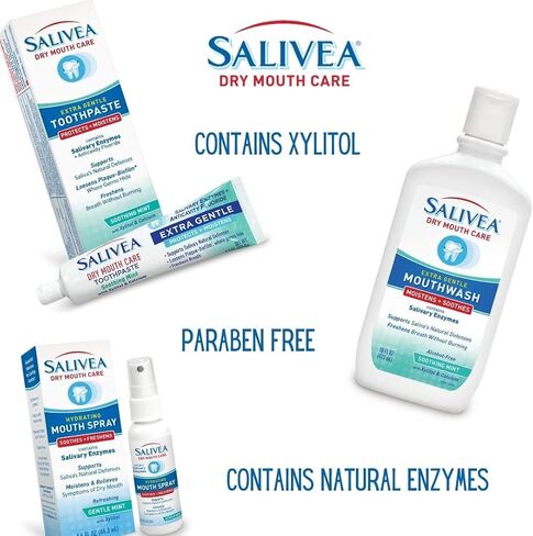 SALIVEA Dry Mouth Toothpaste - Soothing Mint Toothpaste with Natural Salivary Enzymes - Gentle Toothpaste to Aid Dry Mouth Care - Natural, Paraben Free Dry Mouth Toothpaste - Mint Flavor (4.3 oz Tube) in Saudi Arabia