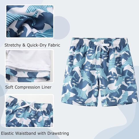 شورت سباحة للأولاد مع بطانة مضغوطة شورت سباحة للأولاد شورت مع بطانة بوكسر قصيرة 7-16 سنة in Kuwait