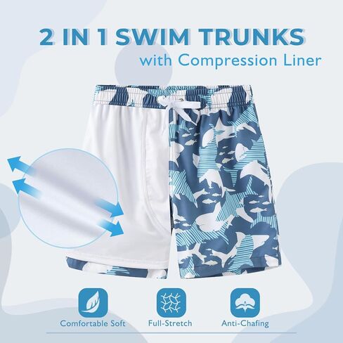 شورت سباحة للأولاد مع بطانة مضغوطة شورت سباحة للأولاد شورت مع بطانة بوكسر قصيرة 7-16 سنة in Kuwait