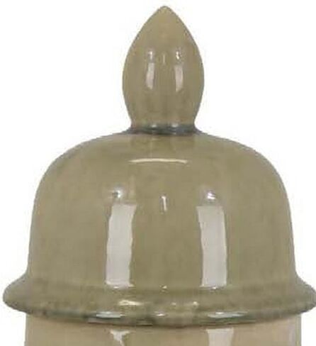 برطمان معبد Benjara Pril مقاس 20 بوصة بخطوط نظيفة، سيراميك، لمسة نهائية، بني، أخضر وأبيض in Kuwait