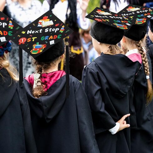 Jetec 2024 Kindergarten Graduation Cap and Printed Graduation Stole Sash Preschool Kindergarten Graduation Gifts for Kids(Black Sash, Stylish Style) in Saudi Arabia