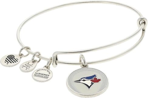 Alex and Ani Color Infusion Toronto Blue Jays Charm Bangle فضي/أبيض مقاس واحد in Saudi Arabia
