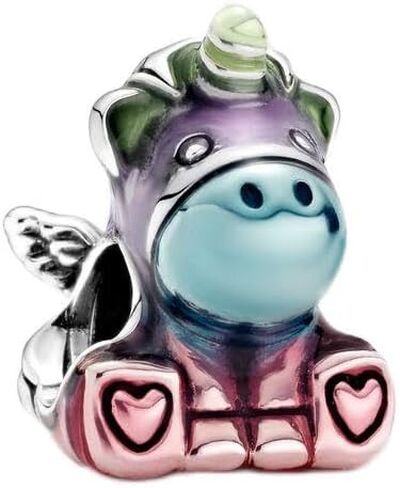 Pandora Rainbow Bruno the Unicorn Charm - أساور اللحظات المتوافقة - مجوهرات للنساء - هدية للنساء - مصنوعة من الفضة الإسترلينية والمينا، مع صندوق هدايا in Saudi Arabia