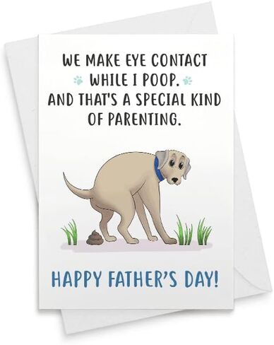 بطاقة عيد الأب المضحكة للأب الكلب، هدية بطاقة الأب الفكاهة من الكلب، نقوم بالاتصال بالعين أثناء التبرز [00280] in Saudi Arabia