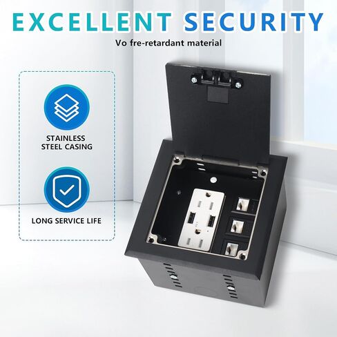 طقم مقبس مخفي مسطح من KYHSHJ مزود بمقبس 2 * 15 أمبير، 4.8 أمبير، 1 منافذ USB-A ومنفذ USB-C + 3 منافذ RJ45 Datacom. ارتفاع داخلي قابل للتعديل، أجهزة مقاومة للتآكل، نحاس in Kuwait