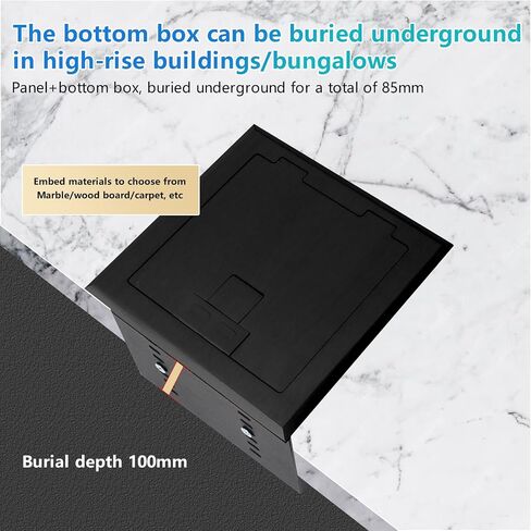 طقم مقبس مخفي مسطح من KYHSHJ مزود بمقبس 2 * 15 أمبير، 4.8 أمبير، 1 منافذ USB-A ومنفذ USB-C + 3 منافذ RJ45 Datacom. ارتفاع داخلي قابل للتعديل، أجهزة مقاومة للتآكل، نحاس in Kuwait