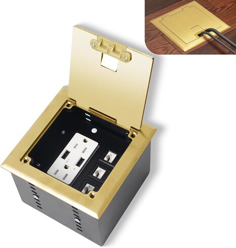 طقم مقبس مخفي مسطح من KYHSHJ مزود بمقبس 2 * 15 أمبير، 4.8 أمبير، 1 منافذ USB-A ومنفذ USB-C + 3 منافذ RJ45 Datacom. ارتفاع داخلي قابل للتعديل، أجهزة مقاومة للتآكل، نحاس in Kuwait