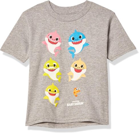 تي شيرت Pinkfong للأولاد الصغار من Baby Shark Family Dancing بأكمام قصيرة، رمادي منقط، 2T in Kuwait