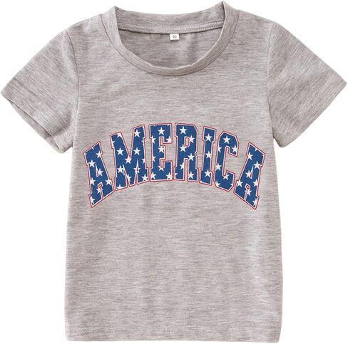 CM C&M WODRO Toddler Boys Girls 4th of July Shirt America Letter Print T-Shirt Little Kids Patriotic Tee USA Flag Summer Tops in Saudi Arabia