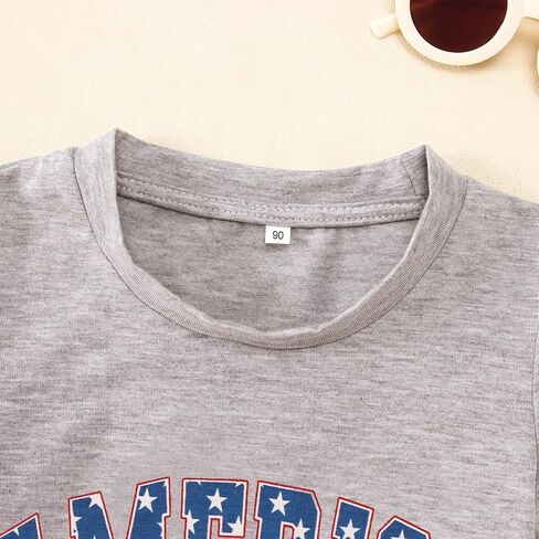 CM C&M WODRO Toddler Boys Girls 4th of July Shirt America Letter Print T-Shirt Little Kids Patriotic Tee USA Flag Summer Tops in Saudi Arabia