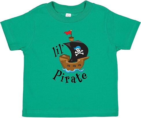 تي شيرت Inktastic Lil' Pirate Pirate Ship، أزرق باندانا للأطفال in Kuwait