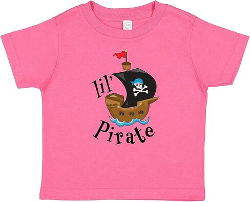 تي شيرت Inktastic Lil' Pirate Pirate Ship، أزرق باندانا للأطفال in Kuwait