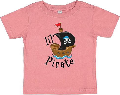 تي شيرت Inktastic Lil' Pirate Pirate Ship، أزرق باندانا للأطفال in Kuwait