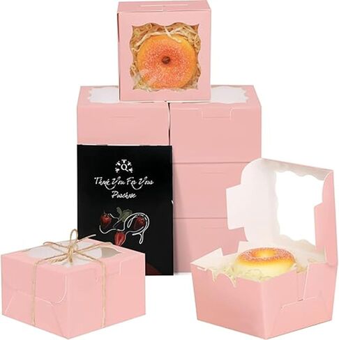 qiqee Avocado Bakery Boxes with Window 55pcs 4x4x2.5 Mini Cookie Boxes Macaron Boxes Small Donut Pastry Boxes for Party in Saudi Arabia