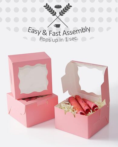 qiqee Avocado Bakery Boxes with Window 55pcs 4x4x2.5 Mini Cookie Boxes Macaron Boxes Small Donut Pastry Boxes for Party in Saudi Arabia