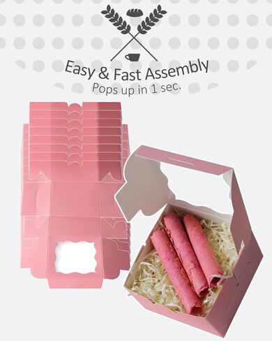 qiqee Avocado Bakery Boxes with Window 55pcs 4x4x2.5 Mini Cookie Boxes Macaron Boxes Small Donut Pastry Boxes for Party in Saudi Arabia