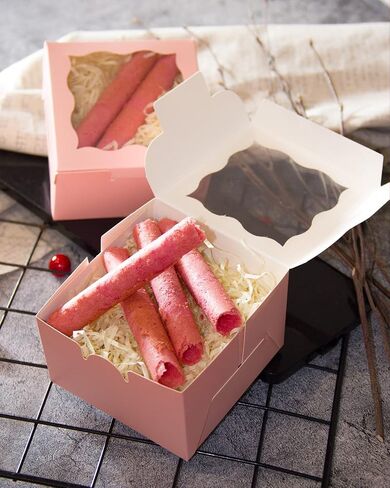 qiqee Avocado Bakery Boxes with Window 55pcs 4x4x2.5 Mini Cookie Boxes Macaron Boxes Small Donut Pastry Boxes for Party in Saudi Arabia