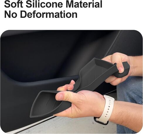 صواني تخزين للباب الأمامي لملحقات Tesla Model X، منظم جانب الباب بمادة السيليكون للطراز X 2022 2023، الملحقات الداخلية (أسود) in Kuwait