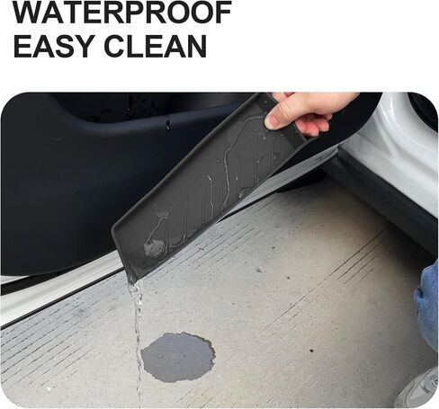 صواني تخزين للباب الأمامي لملحقات Tesla Model X، منظم جانب الباب بمادة السيليكون للطراز X 2022 2023، الملحقات الداخلية (أسود) in Kuwait