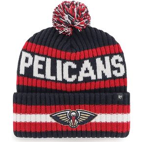 47 NBA Unisex-Adult Primary Logo Bering Cuffed Knit Pom Beanie Hat (New Orleans Pelicans Navy)